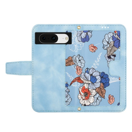 Чехол-книжка Floral Pattern Leather для Google Pixel 8a - голубой