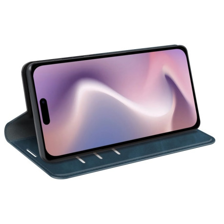 Чохол-книжка Retro Skin Feel Business Magnetic для iPhone 16 - синій