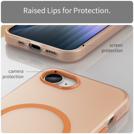 Противоударный чехол MagSafe Frosted Translucent TPU + PC для iPhone 16e - оранжевый