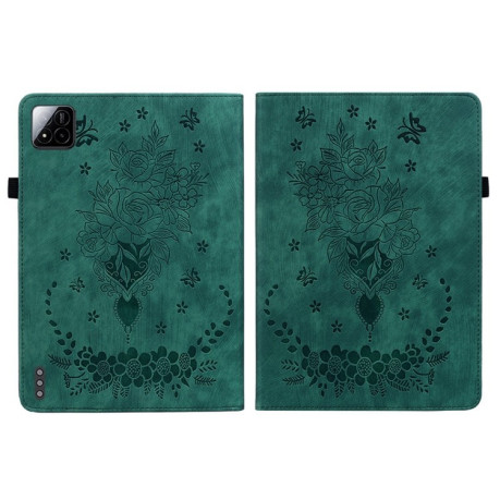 Чехол-книжка Butterfly Rose Embossed для Xiaomi Pad 7 / Pad 7 Pro - зеленый