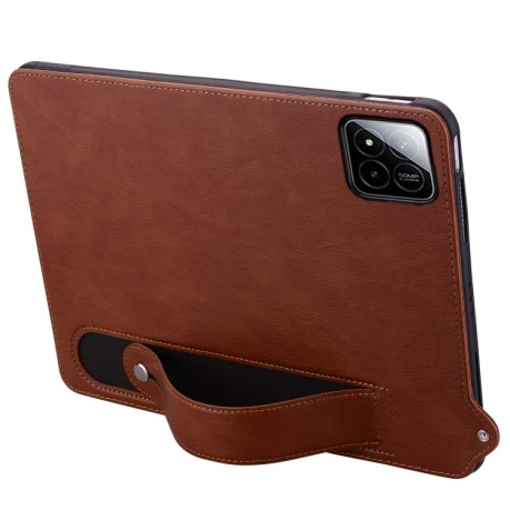 Противоударный чехол Wristband Leather Back для Xiaomi Pad 7 / 7 Pro - коричневый