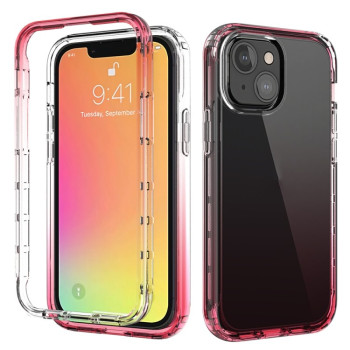 Противоударный чехол Two-color Gradual Change для iPhone 13 mini - красный