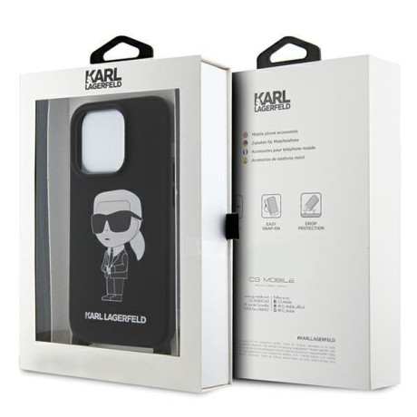 Оригінальний силіконовий чохол Karl Lagerfeld Crossbody Silicone Ikonik для iPhone 15 Pro - black(KLHCP15XSCBSKNK)