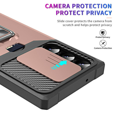 Противоударный чехол Sliding Camera Design для Samsung Galaxy S23 Ultra 5G - розовое золото