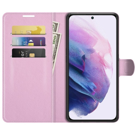 Чехол-книжка Litchi Texture на Samsung Galaxy S22 - розовый