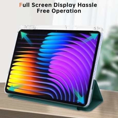 Чехол-книжка Clear Acrylic Demation Leather для Xiaomi Pad 7 / 7 Pro - зеленый