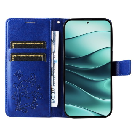 Чохол-книжка Embossed Butterfly для Xiaomi Redmi Note 14 5G/Poco M7 Pro 5G - синій
