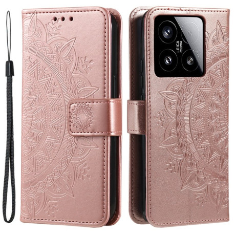 Чехол-книжка Totem Flower для Xiaomi 15 - розовое золото