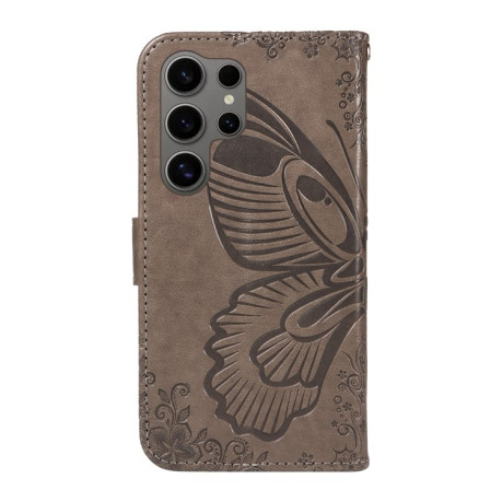 Чохол-книжка Swallowtail Butterfly Embossed Leather для Samsung Galaxy S25 Ultra 5G - сірий