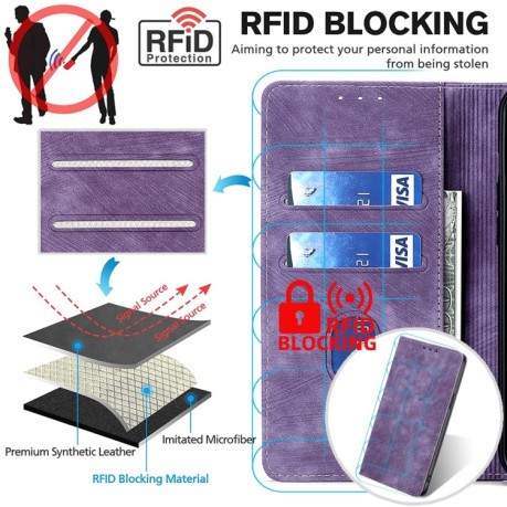 Чехол-книжка RFID Anti-theft Brush для Realme 9i/OPPO A76/A96 - фиолетовый