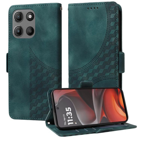 Чехол-книжка Embossed Rhombus Starry Leather для Motorola Moto G15 / G15 Power - зеленый
