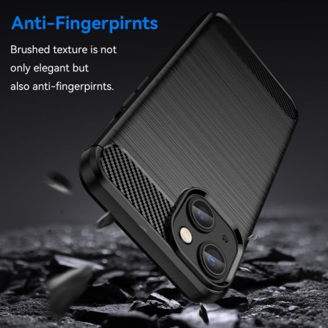 Чехол Brushed Texture Carbon Fiber на iPhone 14 Plus - черный