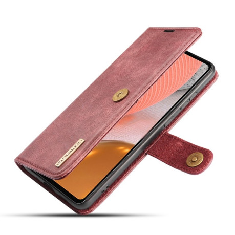 Кожаный чехол-книжка DG.MING Crazy Horse Texture на Samsung Galaxy A72 - красный