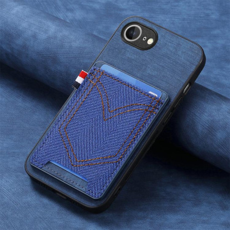 Чехол Denim Texture Leather Skin на iPhone 16e - синий