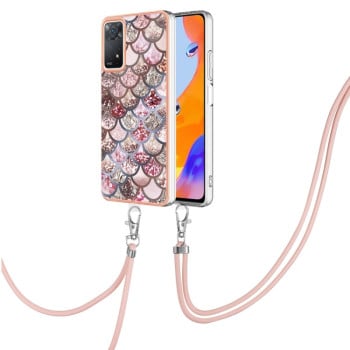 Противоударный чехол Electroplating IMD with Lanyard для Xiaomi Redmi Note 12 Pro 4G/11 Pro Global(4G/5G)/11E Pro- Pink Scales