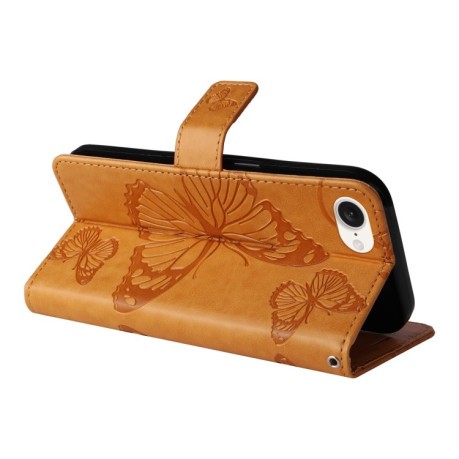 Чехол-книжка Embossed Butterfly для iPhone 16e - желтый