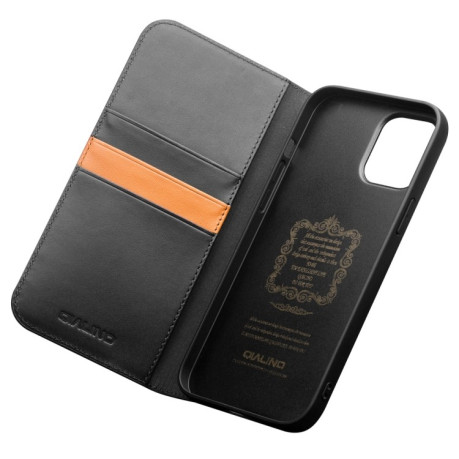 Кожаный чехол QIALINO Wallet Case для iPhone 12 Pro Max - Black