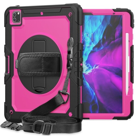 Противоударный чехол Shockproof Colorful Silicone для iPad Pro 12.9 (2020) - черно-розовый