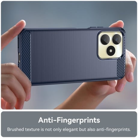 Противоударный чехол Brushed Texture Carbon Fiber на Realme Note 50 - синий