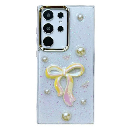 Противоударный чехол Pearl Bow Glitter Epoxy для Samsung Galaxy S25 Ultra 5G - Pearl Bow