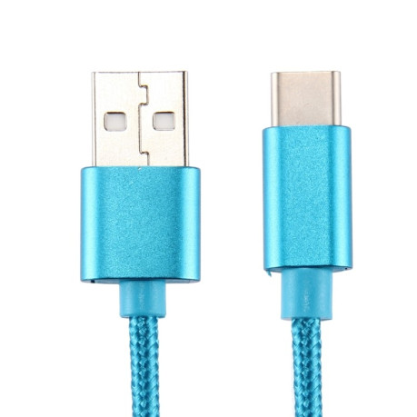 Зарядний кабель Knit Texture USB для USB-C/Type-C Cable Length: 2m, 3A Output - синій