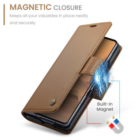 Чехол-книжка CaseMe 023 Butterfly Buckle Litchi Texture RFID Anti-theft Leather для Samsung Galaxy Fold 7 - коричневый