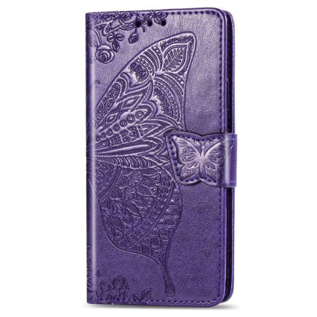 Чохол-книжка Butterfly Love Flower Embossed для iPhone 16e - фіолетовий