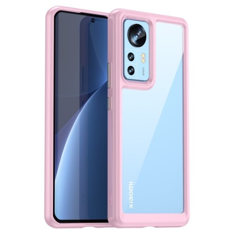 Противоударный чехол Colorful Acrylic Series для Xiaomi 12 Pro  - розовый