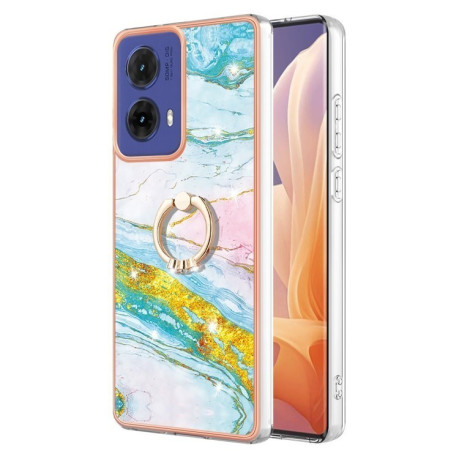 Чехол Electroplating with Ring Holder для Motorola Moto G85 - Green