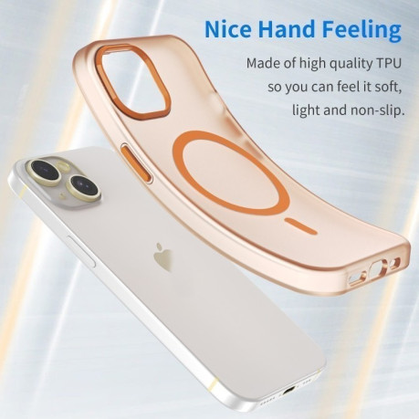 Противоударный чехол  MagSafe Frosted Translucent TPU + PC для iPhone 16 - оранжевый