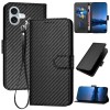 Чехол-книжка Carbon Fiber Texture на iPhone 16 Plus  - черный