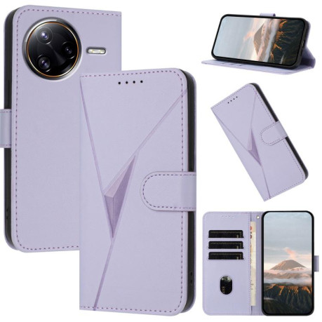 Чехол-книжка Triangle Pattern Buckle Clasp Leather на  Redmi K80 Pro / Xiaomi Poco F7 Ultra - фиолетовый