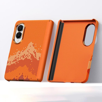 Кевларовий чохол Sulada Kevlar Pixel Grid Texture Skin Feel на Samsung Galaxy Fold8 5G — помаранчевий