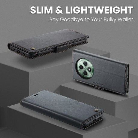 Чехол-книжка CaseMe 023 Butterfly Buckle Litchi Texture RFID Anti-theft Leather для OPPO Reno12 F/12 FS 5G - черный