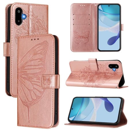 Чехол-книжка Embossed Butterfly для Samsung Galaxy M06 5G - золото