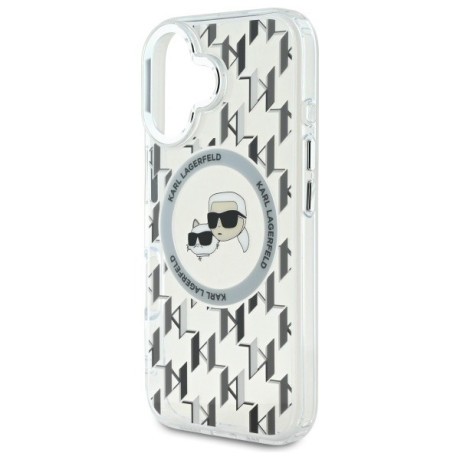 Оригінальний чохол Karl Lagerfeld IML Monogram Karl &amp; Choupette Head MagSafe для iPhone 16 - Clear