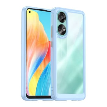 Противоударный чехол  Colorful Acrylic Series с цветной силиконовой боковиной на OPPO A78 4G - синий