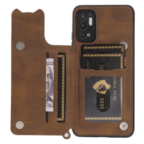 Противоударный чехол Mandala with Card Slot для Xiaomi Poco M3 Pro/Redmi Note 10 5G/10T/11 SE - коричневый