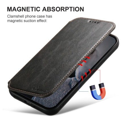 Чехол-книжка Suteni J05 Leather Magnetic MagSafe для iPhone 16 Pro Max - черный
