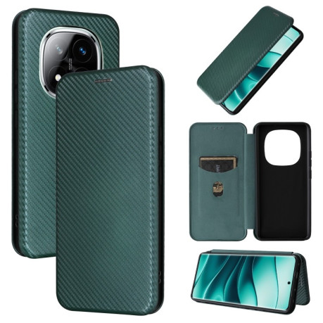 Чохол-книжка Carbon Fiber Texture на Xiaomi Redmi Note 14 Pro 4G Global - зелений
