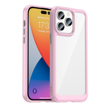 Протиударний чохол Colorful Acrylic Series із кольоровою силіконовою боковиною на iPhone 14 Pro Max - рожевий