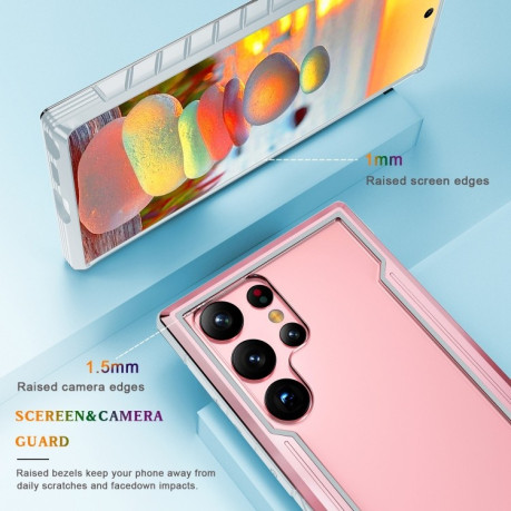 Противоударный чехол Defender Metal Clear для Samsung Galaxy S23+Plus 5G - розовое-золото