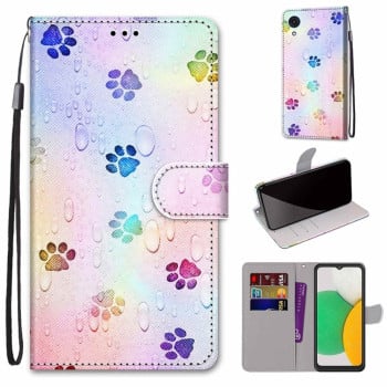Чехол-книжка Coloured Drawing Cross для Samsung Galaxy A03 Core - Footprint Water Drops