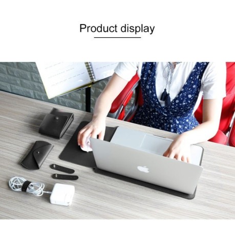 Шкіряний Чохол конверт 4 в 1 LPK Microfiber Leather для MacBook Air/Pro 13 Чорний з чохлом для мишки та зарядки