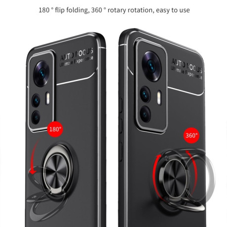 Ударозахисний чохол Metal Ring Holder 360 Degree Rotating на Xiaomi Redmi K50 Ultra / 12T / 12T Pro - чорно-червоний