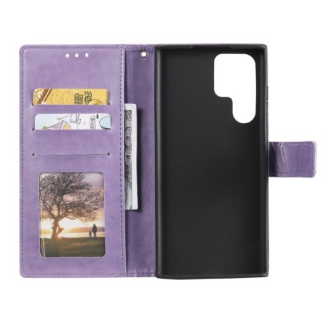 Чехол-книжка Totem Flower для Samsung Galaxy S22 Ultra 5G - фиолетовый