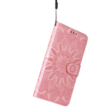 Чехол-книжка Embossed Sunflower для  iPhone 14 Plus - розовый