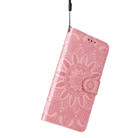 Чехол-книжка Embossed Sunflower для  iPhone 14 Pro Max - розовый