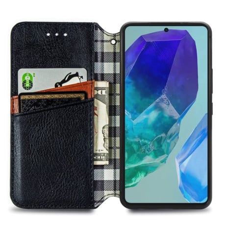 Чехол-книжка Cubic Grid для Samsung Galaxy A16 5G - черный
