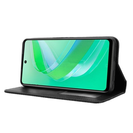 Чехол-книжка Magnetic Buckle Retro Crazy Horse Texture на Infinix Smart 8 - черный